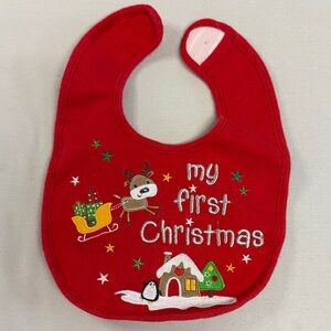 Red Christmas Baby Bib